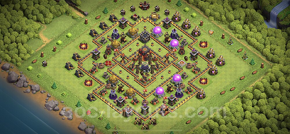 Hybrid Base Layout TH10 – Anti 2-Star Defensive Strategy CoC 2026