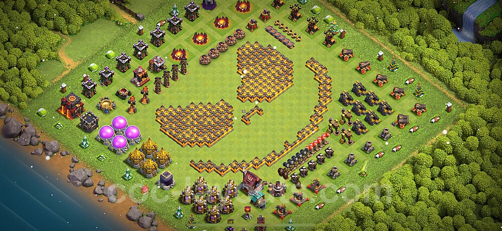 TH10 Base with Copy Link – Solid Defense War Layout CoC 2026