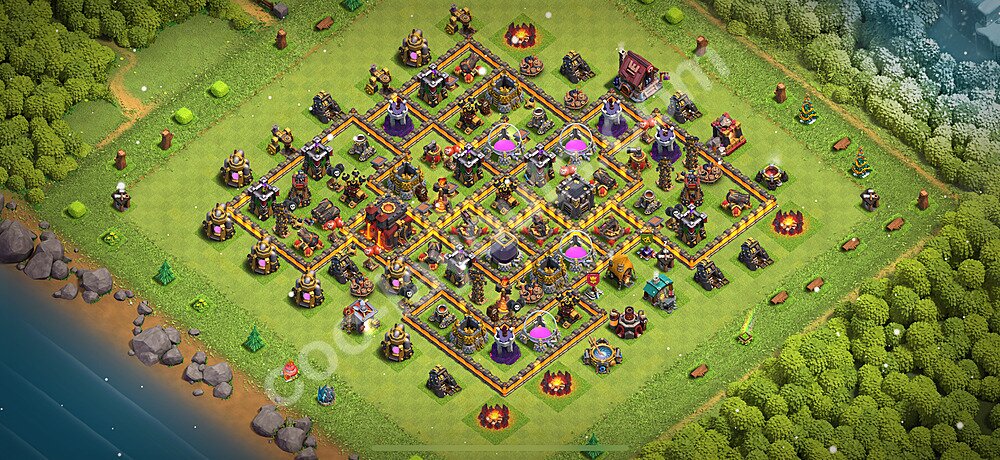 TH10 Farming Layout – Anti Air Strategy & Base Link 2025