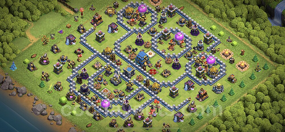 TH12 Defensive Hybrid Layout – Trophy Pushing with Link 2026