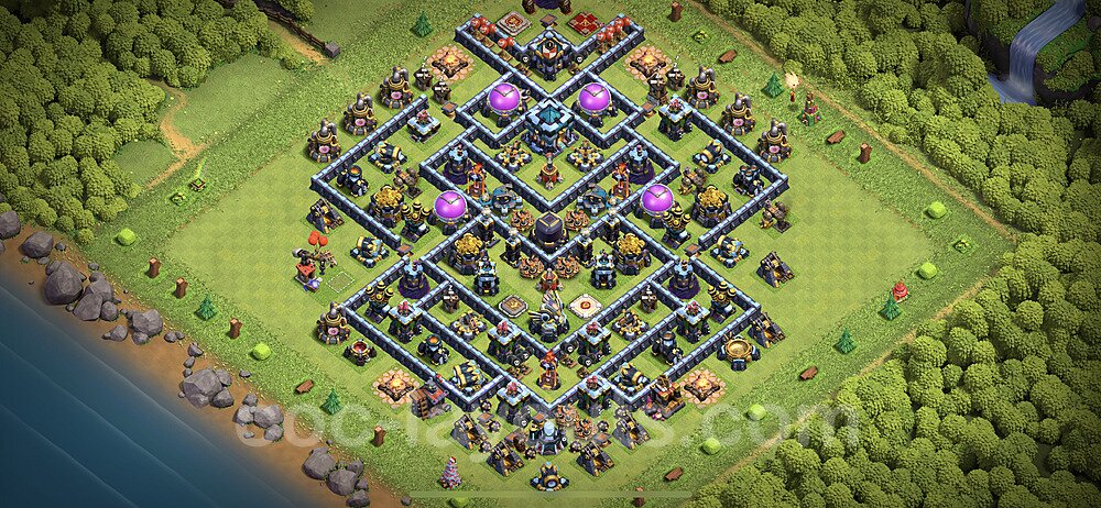 TH13 Hybrid Setup – Resource Protection Defensive Layout CoC 2026