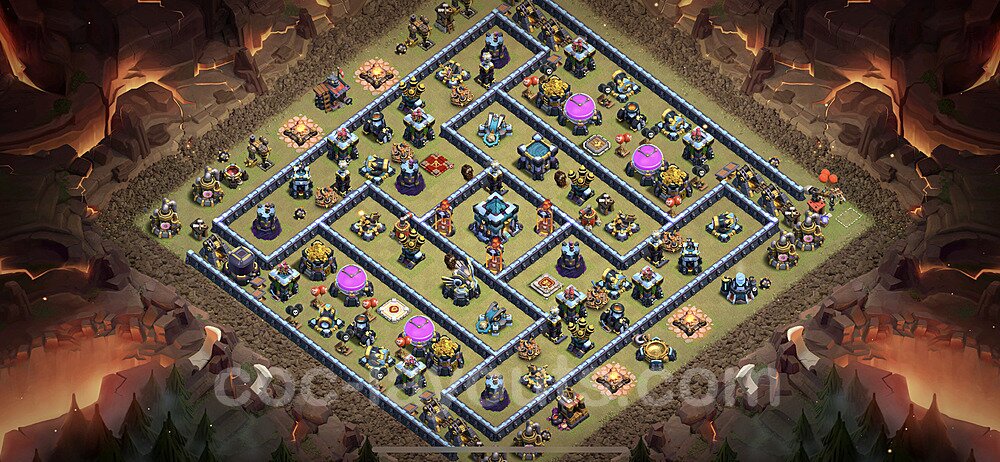 TH13 War Base with Link – Anti 3-Star Layout 2025