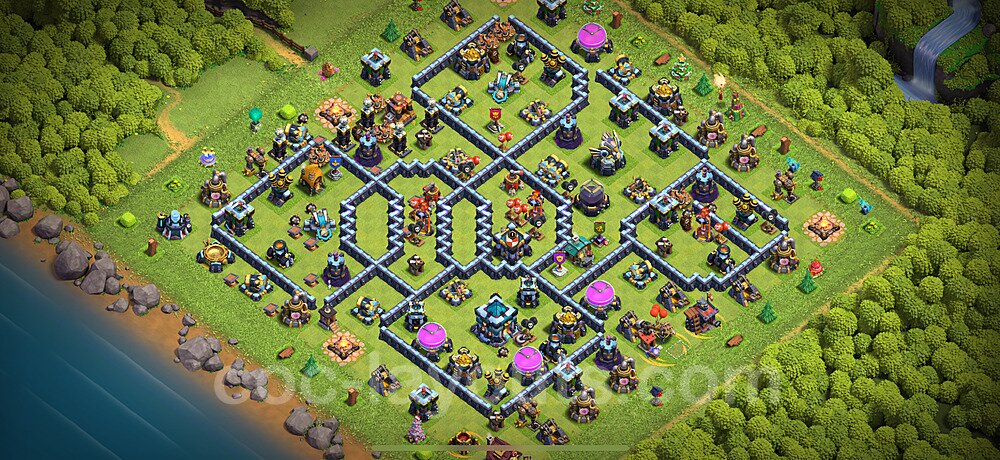 TH13 War Base with Link – Anti 3-Star Layout Updated 2026