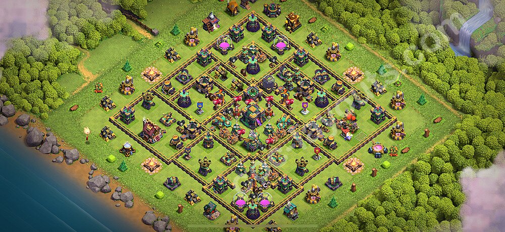 TH14 Hybrid Setup – Hybrid Defense Defensive Layout CoC 2026