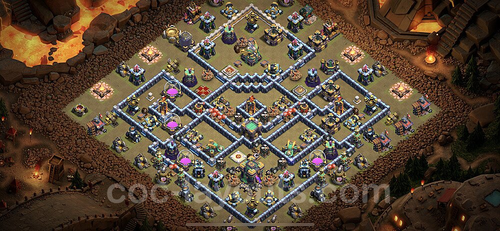 TH14 War Base with Link – Anti 3-Star Layout 2026
