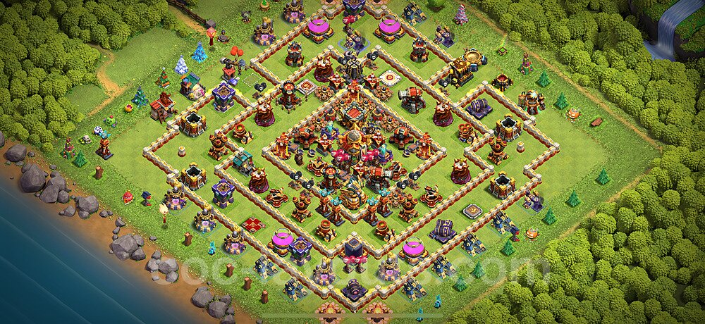 TH16 Hybrid Base with Link – Anti Everything Layout CoC 2026