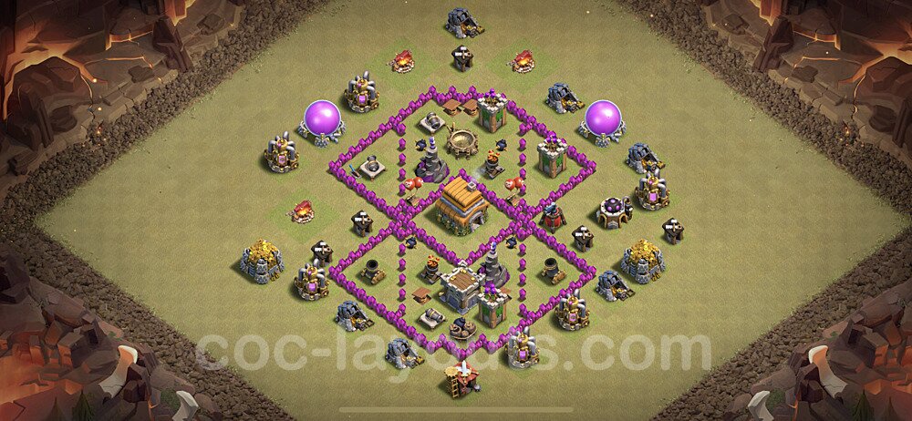 Anti 3-Star TH6 Base Layout | Best War Design CoC 2026