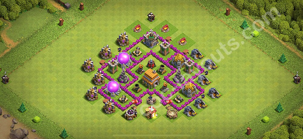 TH6 War Base Plan – Anti 3-Star with Base Link 2025