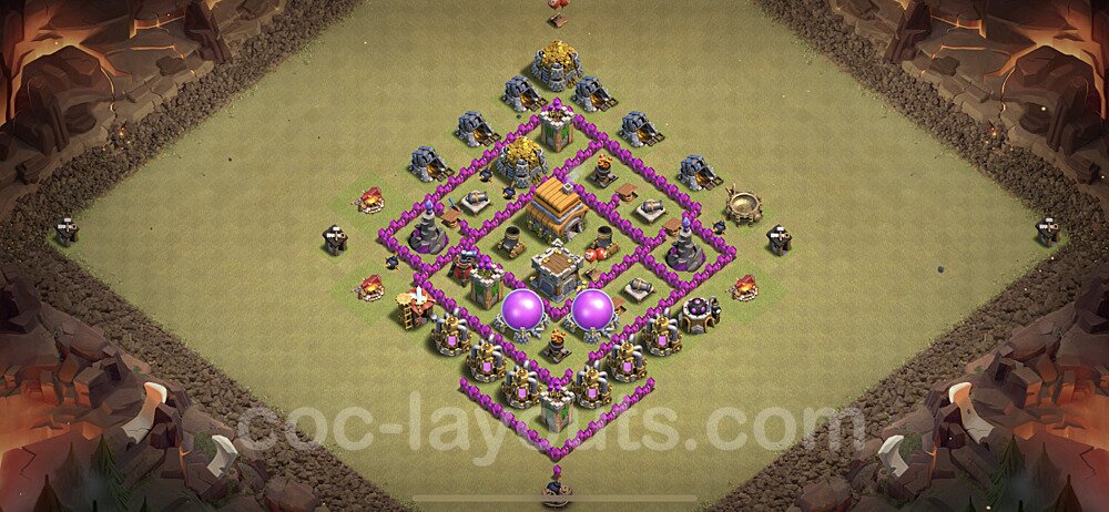 TH6 War Base with Link – Anti 3-Star Layout 2026