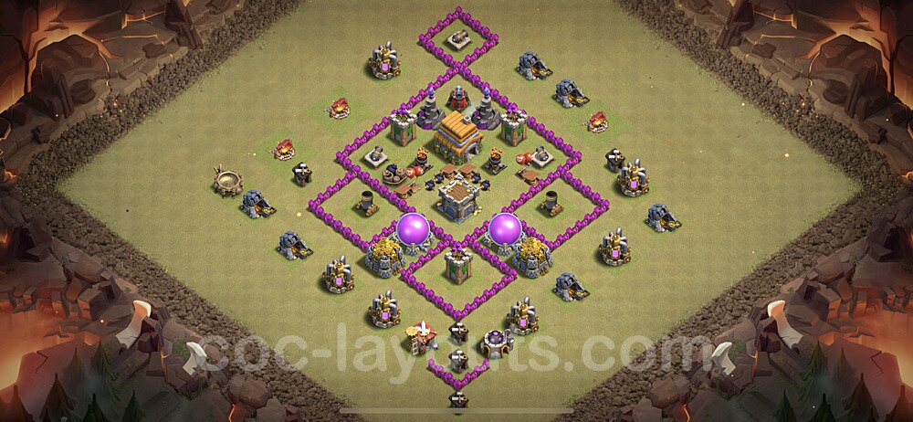 TH6 War Base with Link – Anti Air Layout 2025