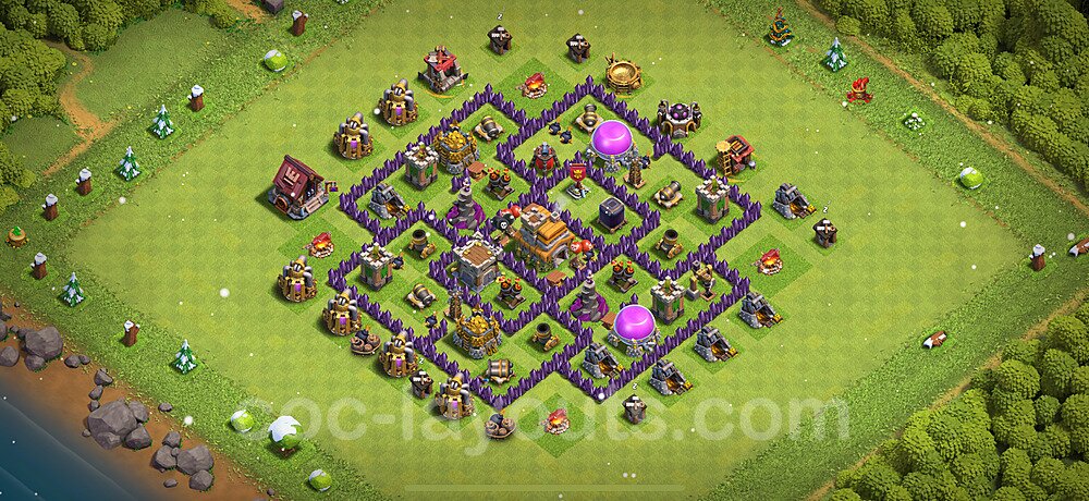 High Win-Rate TH7 Hybrid Base – Anti 3-Star Layout CoC 2026