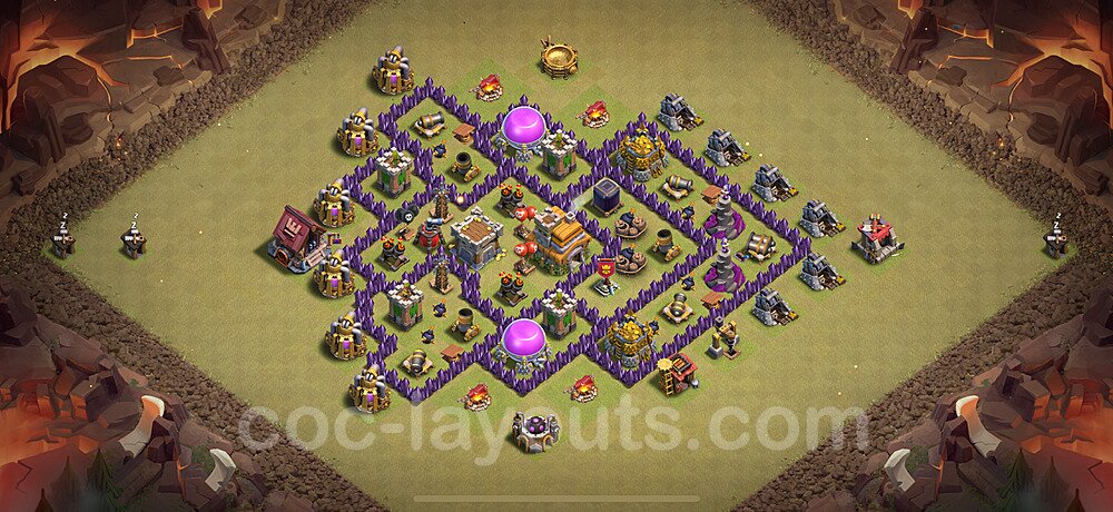 TH7 War Base Plan – Anti 2-Star with Base Link CoC 2026