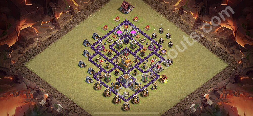 TH7 War Base with Link – Anti 2-Star Layout Season 2026