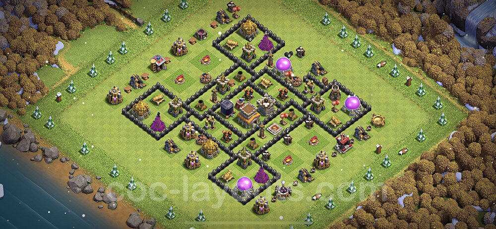 Anti 3-Star TH8 Base Layout | Best War Design CoC 2026