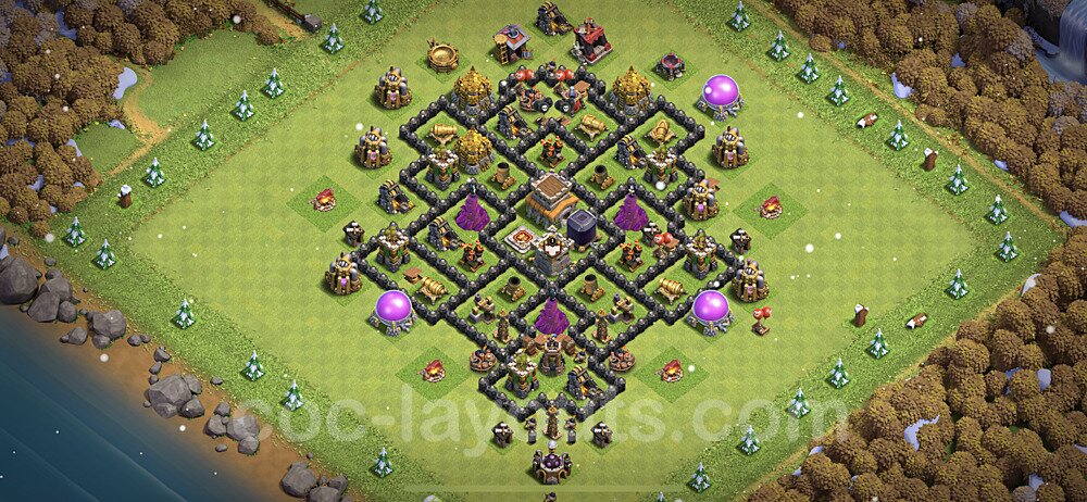 TH8 Base with Copy Link – Anti 3-Star War Layout CoC 2026