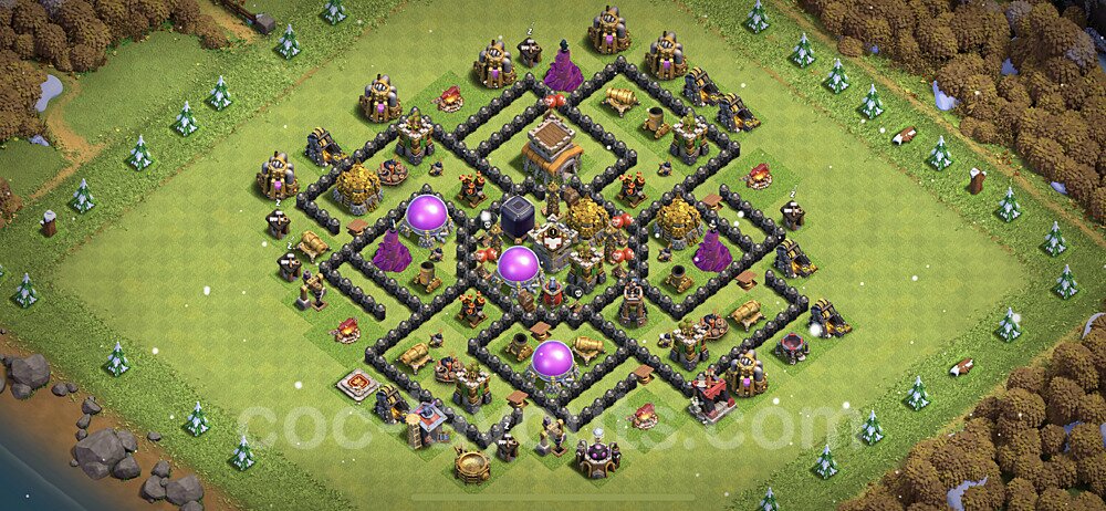 TH8 Hybrid Defense Base Design – Top Hybrid Layout Season 2026