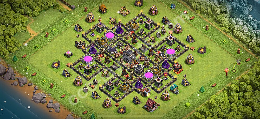 Anti 3-Star TH9 Base Layout | Best War Design Updated 2026