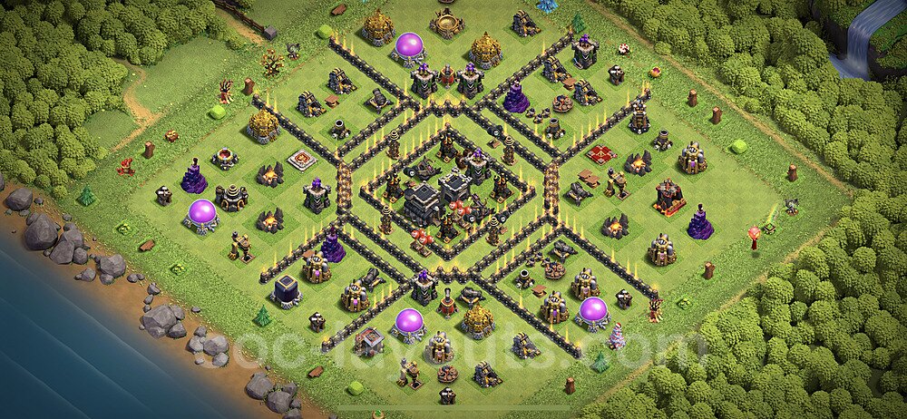Best TH9 War Base – Anti Everything Plan Updated 2026