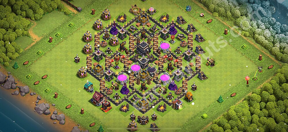 TH9 Hybrid Base with Link – Hybrid Defense Layout CoC 2026